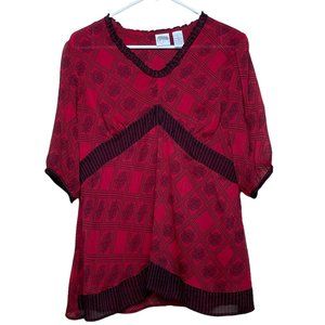 New Recruit Black and Red Geometric Baby Doll Maternity Blouse